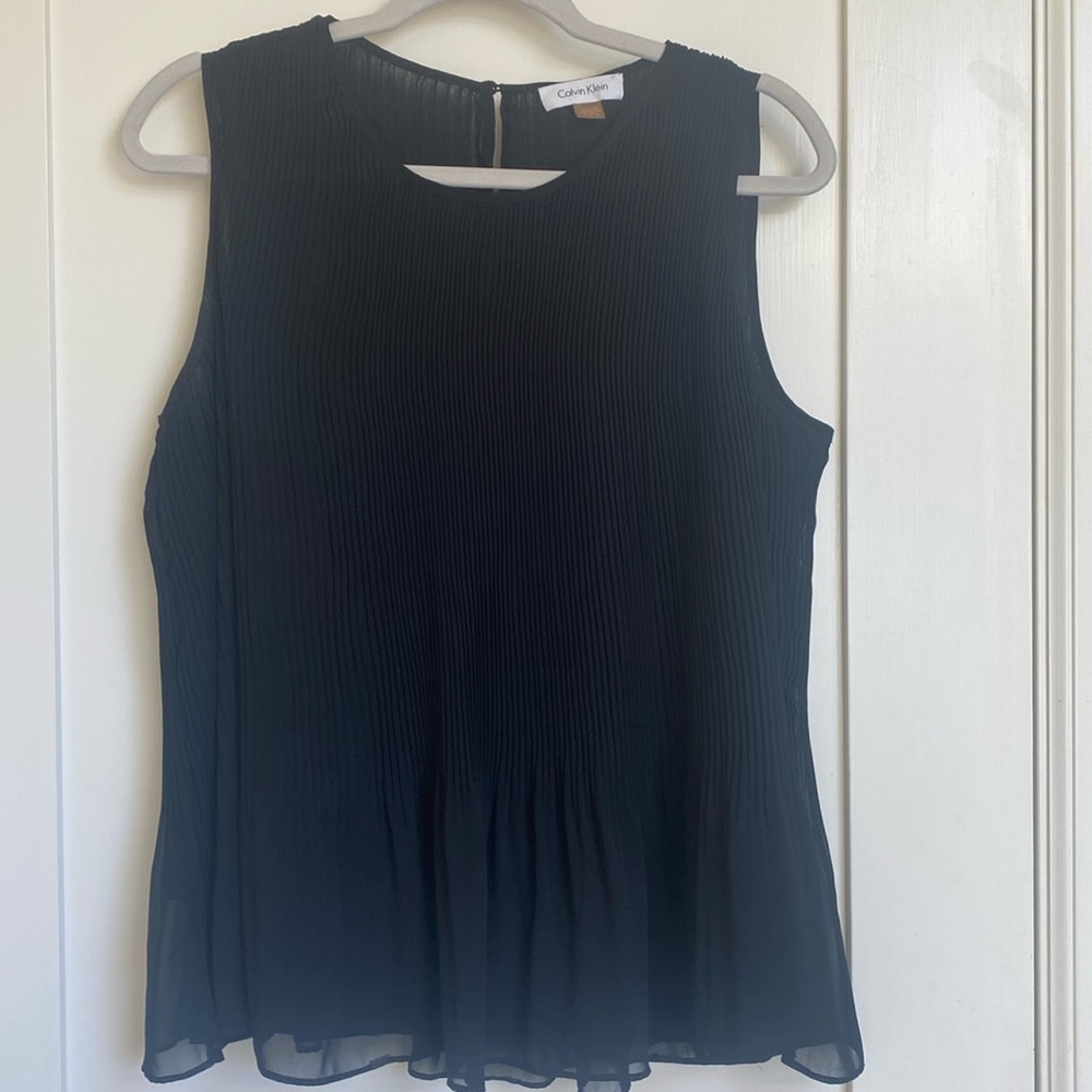 Women’s Sleeveless Calvin Klein Sheer Black Top. Size M